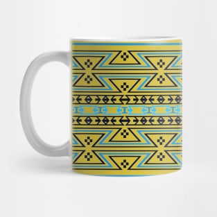 Native American Traditional Ethnic Tribal Geometric Navajo Blanket Motif Pattern Yellow Mug